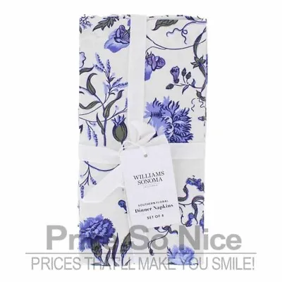 Williams Sonoma Southern Floral White Napkins - Set Of 4 Msrp $40 - New • $34.99