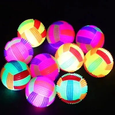 10Pcs Pet Dog Puppy LED Light Up Flashing Play Toys Bounce Rubber Spiky Ball UK • £7.59