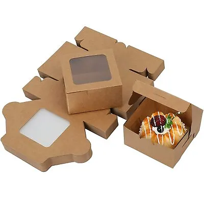 60Pc Bakery Boxes With Window For Cookies Cupcakes Donuts Muffins 4x4x2.5  • $16.99