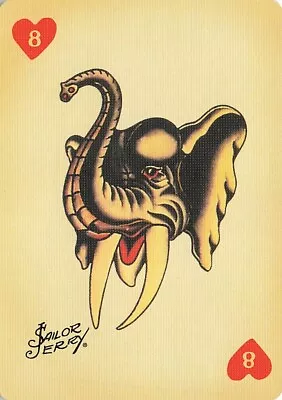 Sailor Jerry Rum Elephant Tattoo Single Swap Playing Card - 8 Of Hearts • $3.40