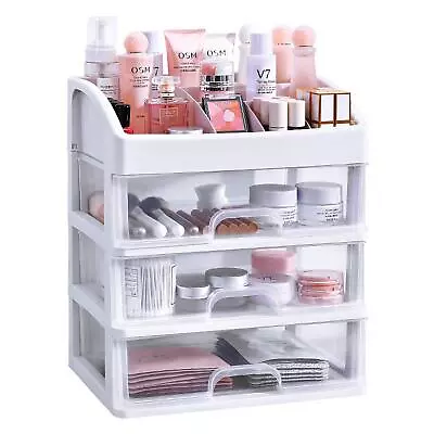 Makeup Organizer 3 Drawers Vanity Storage Cosmetics Brushes Lotion Nail Lipstick • $36.43