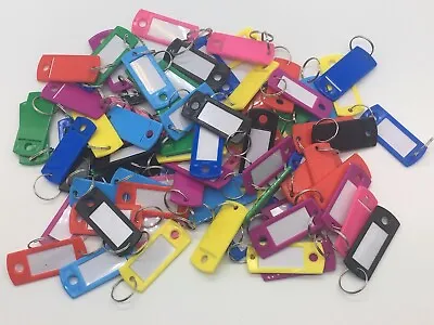 £1.75 • Buy Coloured Plastic Key Fobs Luggage ID Tags Labels Key Rings With Name Cards