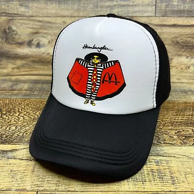 McDonalds The Hamburglar Mens Trucker Hat Black Snapback 80s Retro Logo Ball Cap • $19.99