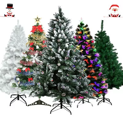 4FT 5FT 6FT 7FT Artificial Holiday Christmas Tree With Lights Pre-Lit Stand US • $85.99