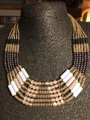 Boho Cleopatra/Egyptian Style Beaded Collar Necklacestunning! • £16