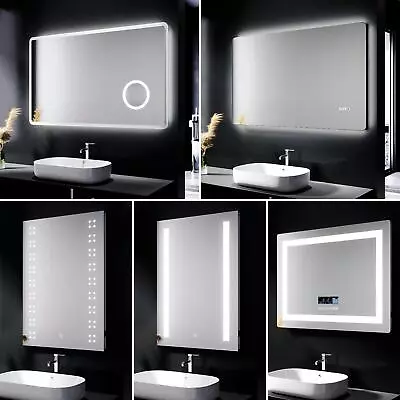 LED Bathroom Mirror With Demister Illuminated Lights Shaver Socket Wall Mounted • £145.99