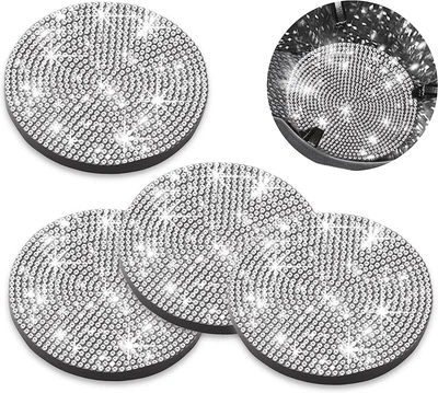 $12.98 • Buy Car Cup Coaster - Bling Rhinestone Car Cup Holder Coasters 4 Pack, Universal Aut