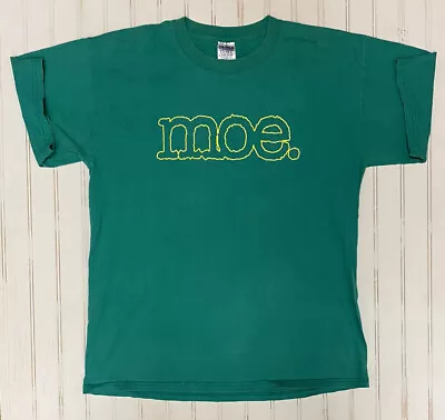 Vintage Moe. Classic Logo Green Yellow Jam Band T-Shirt Large Y2K Tour Concert • $59.99