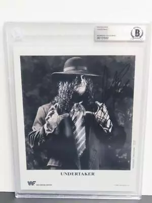 Undertaker WWE Signed Auto Autograph Black & White Photo Beckett BAS COA • £16.49