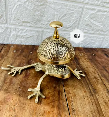 Vintage Unique Brass Frog Desk Bell Antique Hotel Counter Reception Bell Gift • $32.52