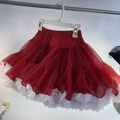 Vintage Sam's Red White Crinoline Petticoat Square Dance Skirt Size M Pettiskirt • $33.58