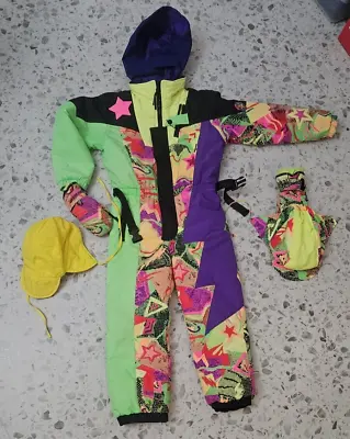 VTG Obermeyer Multicolor Neon Star Buck Skisuit Preschool 7 • $49.95