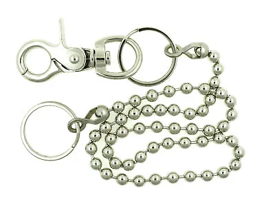 6.3mm Size Bead Ball Nickel Plated Steel 18  Inch Length Wallet Chain • $8.95