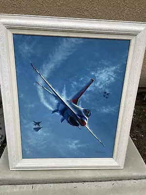 USAF Thunderbirds #5 Solo F-16 Fighting Falcon Original Painting Aviation Art • $5500