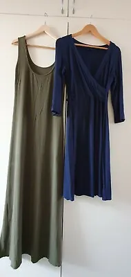 Lady's Maternity Dress Bundle Boden UK Size 14 Stretchy  Green Khaki Navy Blue • £19.99
