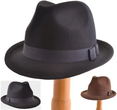 £20.89 • Buy MENS GENTS VTG 40s/50s Style Felt Trilby Hat BNWT/NEW 100% Wool Fedora S/M/L