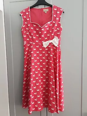 Lindy Bop Dress. 50s Retro Lindy Hop Swing Swansea Bow Size 10  Dress (B8/7) • £15