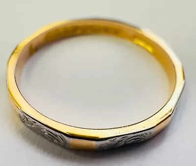 Absolutely Gorgeous Vintage 22ct Gold & Platinum Wedding Ring Size L • £225