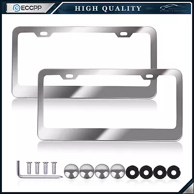 $13.79 • Buy 2 Pcs Silver License Plate Frames For Toyota For Honda Chevy Ford Jeep Lexus