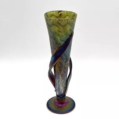 Studio Art Glass Vase Iridescent Floriform By Muller  • $25.39