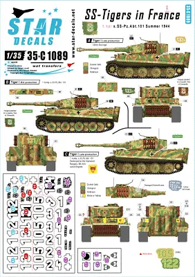 Star Decals 35-C1089  SS-Tigers In France # 1  SCALE 1/35 • £8.99