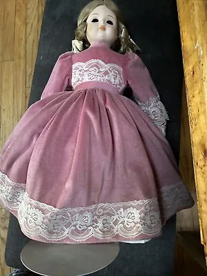 Vintage Porcelain Girl Doll 18   Zims Doll With Kaiser Doll Stand • $19.90