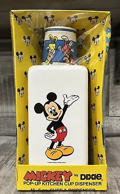 Vintage 1986 Disney Mickey Mouse Dixie Cup Dispenser Pop Up Bathroom Kitchen • $19.99