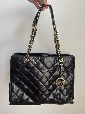 Michael Kors Susannah Tote Quilted Lamb Leather Gold Tone Chain Shoulder Bag  • $85