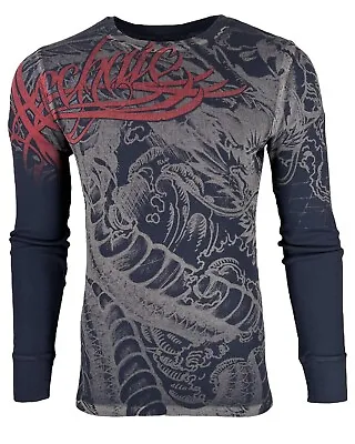 $24.95 • Buy Archaic By Affliction Men's Thermal Shirt Dragon Rage Black Biker S-3XL