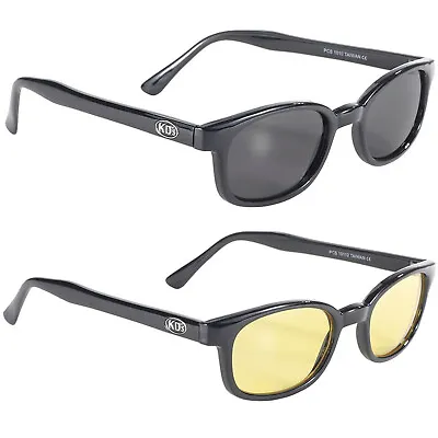 2 Pair Of Pacific Coast X-KD's Biker Sunglasses Black Frame Smoke & Yellow Lens • $24.99