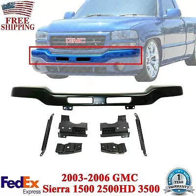 Front Bumper Primed Steel With Brackets For 2003-06 GMC Sierra 1500 2500HD 3500 • $252.37