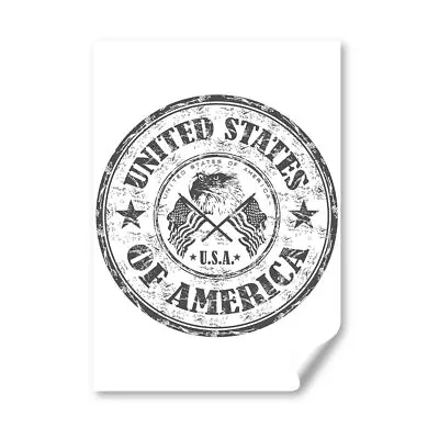 A4 - BW - United States Of America Travel Stamp Poster 21X29.7cm280gsm #40183 • £4.99