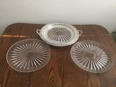 $25 • Buy 3 -  Balmoral  By Val St. Lambert (signed) Cake Plate/Platters W/SP Carrier 