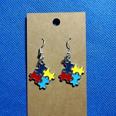 Autism Awareness Puzzle Piece Earrings • $13