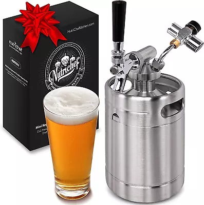 Nutrichef Pressurized Beer Mini Keg System - 64Oz Stainless Steel Growler Tap P • $170.99