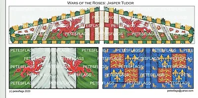 28mm Medieval Wars Of The Roses Paper Flags Jasper Tudor Lancastrian  • £4