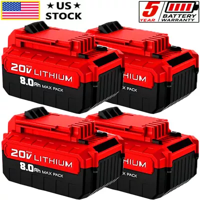 4PACK 20 Volt Lithium-Ion 8.0Ah Battery For PORTER CABLE 20V Max PCC680L PCC685L • $26.89