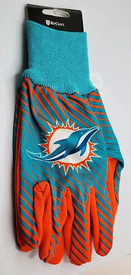 Miami Dolphins Striped With Orange Palm Sport Utility Gloves - NFL • $11.99