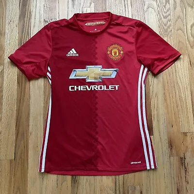 Men's Adidas ClimaCool Manchester United Man U Home Red White Jersey Kit Sz S • $32