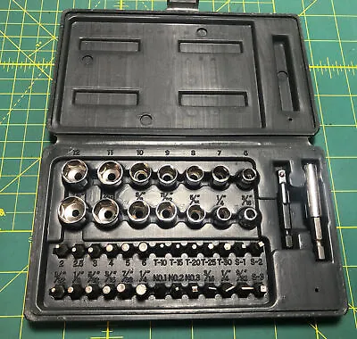 Vtg Mastercraft 45 Pc 1/4” Drive Socket & Bit Set In Hard Case SAE/ Mm Taiwan • $24.95