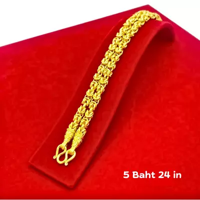 24k Thai Gold Plated Necklace Chain Yellow Solid 5 Baht 24 In Jewelry Women Men • $119.87