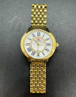 Michele Serein 35mm Gold Toned Steel Watch W/Diamond MOP Dial MW21B00A9963 • $664.99