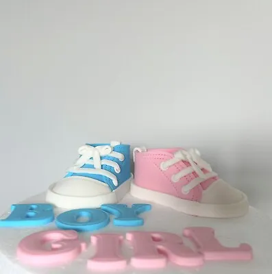 Baby Shoes Cake Topper Set / Gender Review Cake Party / Boy / Girl Cake • £26.90