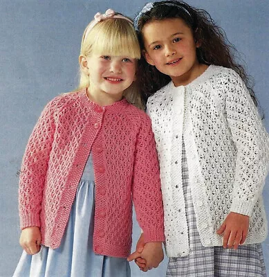 £1.99 • Buy Girls Pretty Lacy Cardigan Spring Summer Crew Neck KNITTING PATTERN DK 20 - 30 
