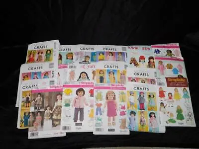 Lot 18 Simplicity McCalls 18  Doll Clothing Sewing Patterns Dress Outfit Clothes • $24.99