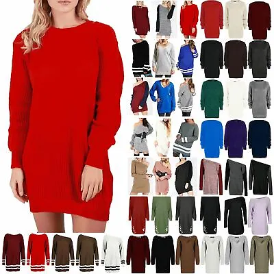£9.49 • Buy Womens Long Sleeve Oversized Ladies Chunky Knitted Long Sweater Jumper Dress Top