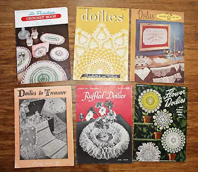 6 Vintage Crafts Booklets 40's / 50's CROCHETED Doilies ~ ESTATE  #015 • $9.50