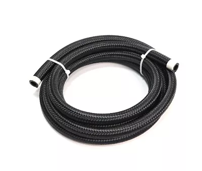 10ft 3/8  CPE Oil Gas Fuel Line Hose AN-8 Nylon & Stainless Steel Braided BLACK • $21
