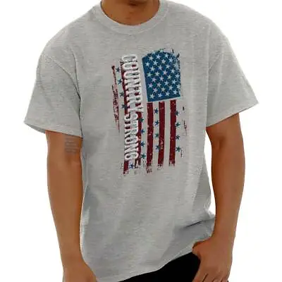 Country Strong Flag USA Cowboy Western Rodeo Adult Short Sleeve Crewneck Tee • $19.99