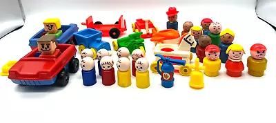 Vintage FISHER-PRICE Little People Lot - Figures & Vehicles- Square McDonald- • $45.99